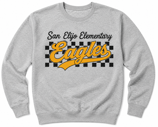 Light Grey Checkered Crewneck Sweatshirt - Youth