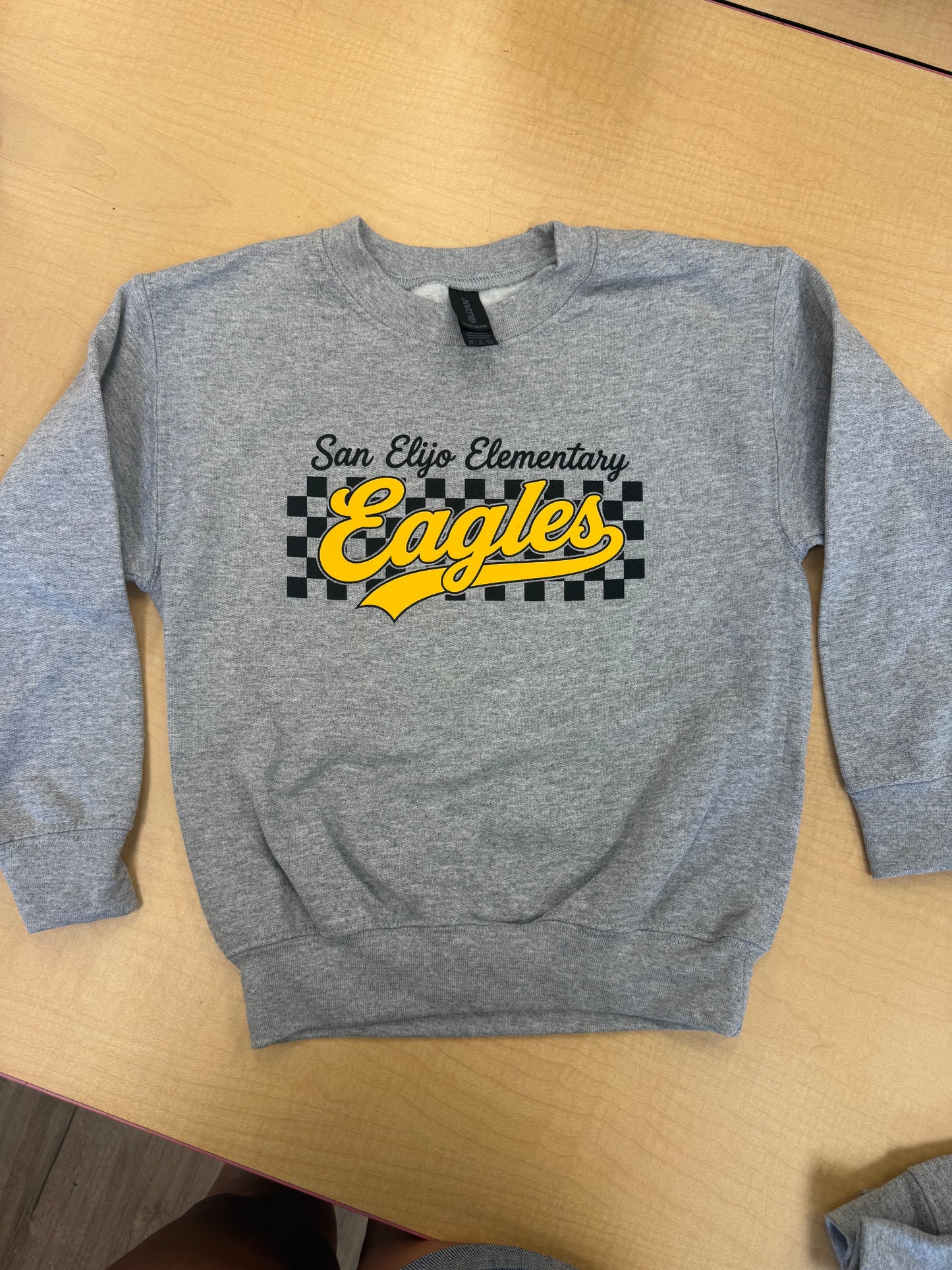 Light Grey Checkered Crewneck Sweatshirt - Youth